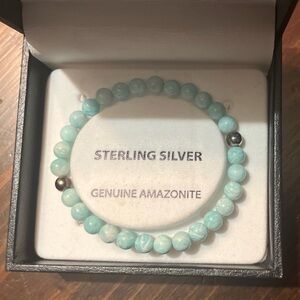 Sterling silver genuine amazonite bracelet
